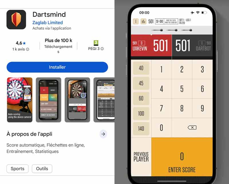 dartsmind application fléchette